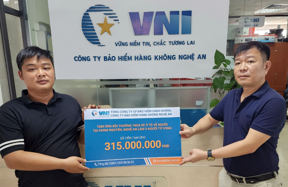 VNI TẠM ỨNG BỒI THƯỜNG HƠN 300 TRIỆU ĐỒNG QUYỀN LỢI BẢO HIỂM TNDS XE Ô TÔ TẠI NGHỆ AN