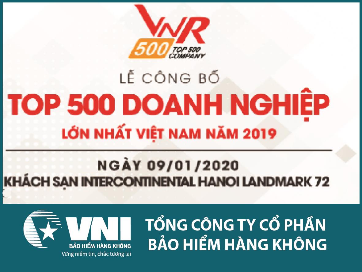 Bảo hiểm Hàng không (VNI) trong TOP 500 Doanh nghiệp tư nhân lớn nhất Việt Nam
