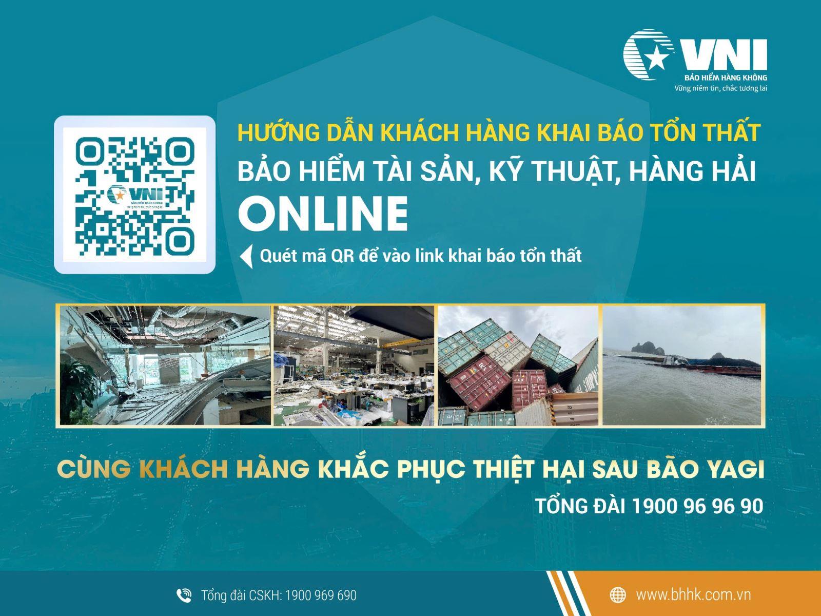 Bảo hiểm VNI hỗ trợ khách hàng khai báo tổn thất online khẩn trương giải quyết bồi thường sau bão Yagi